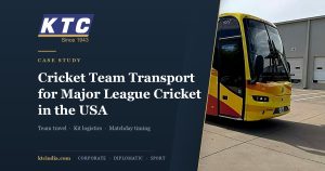 KTC case study: cricket team transport for Major League Cricket in the USA, with the branded team coach