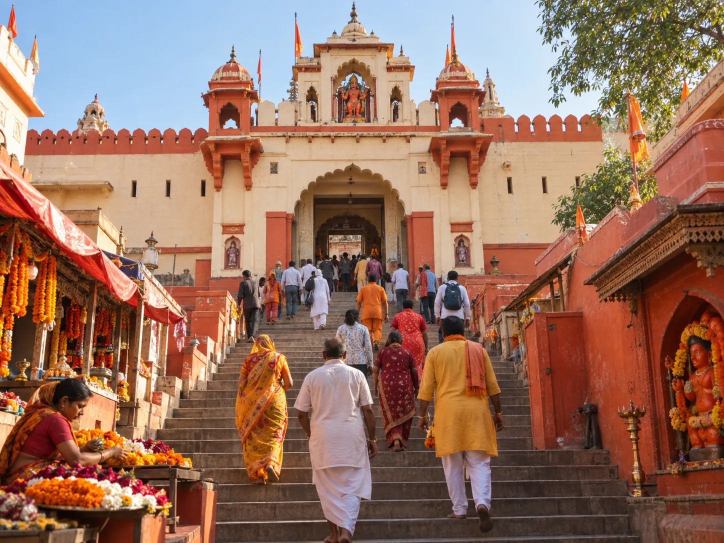 Hanuman Garhi Temple steps during an Ayodhya sightseeing tour