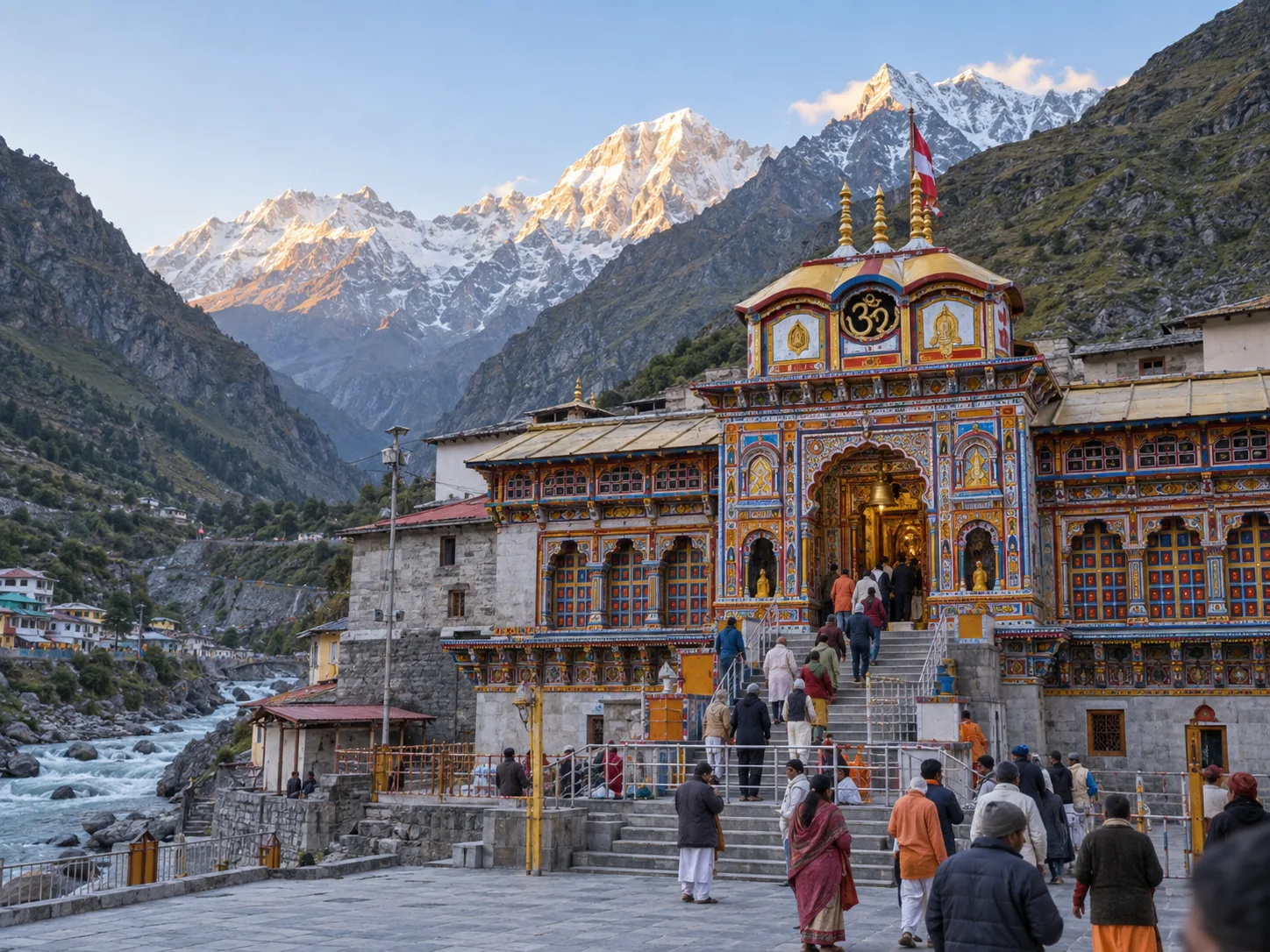 Badrinath Temple in the Alaknanda valley on the Char Dham Yatra