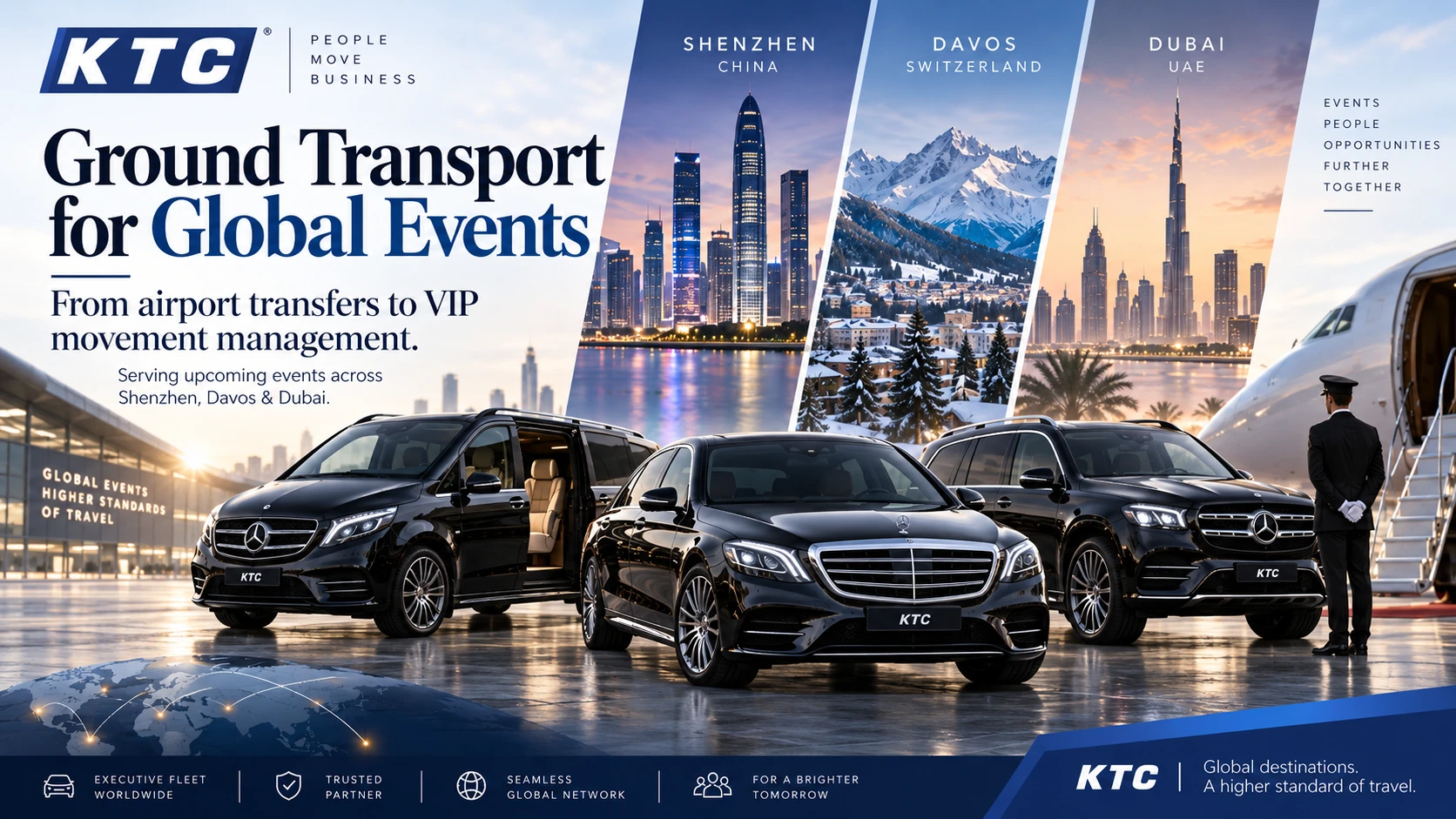 KTC executive fleet for global event ground transport across Shenzhen, Davos and Dubai