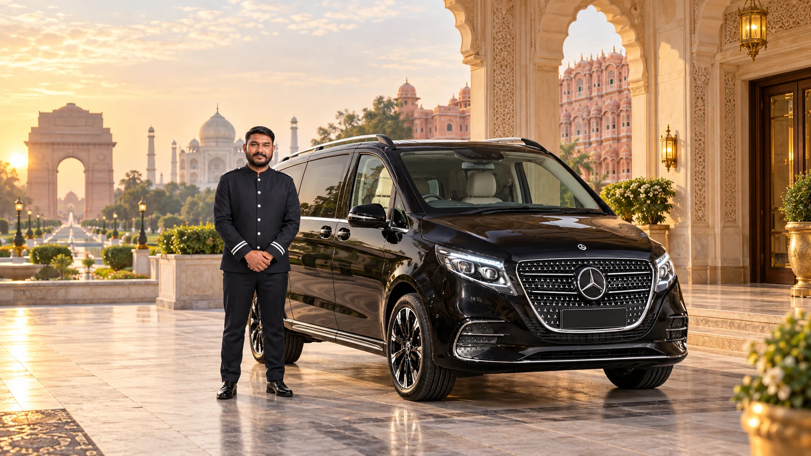 KTC chauffeur driven Mercedes V Class for a Golden Triangle luxury tour