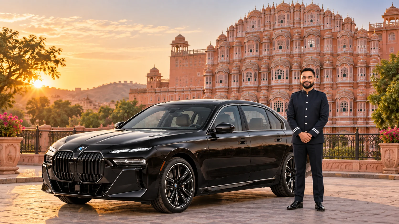 KTC chauffeur with BMW 7 Series for a luxury Jaipur tour from Delhi